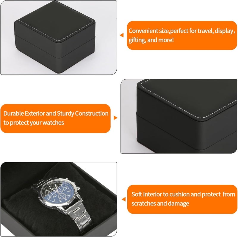 BAOPEND Single Watch Case, Travel Watch Gift Box with Removable Pillow, Luxury PU Leather Wristwatch Display Organizer Holder Boxes for Mem and Women (Black) - Image 4